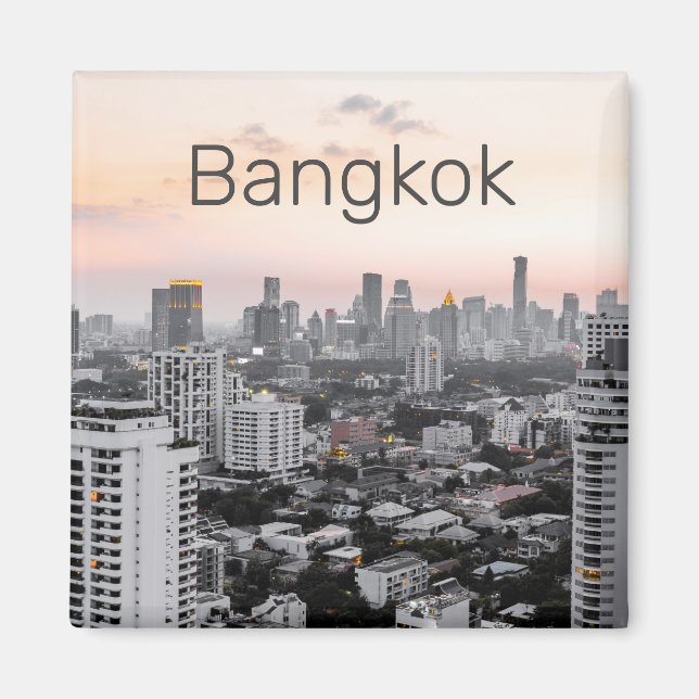 Bangkok Skyline Sunset Panorama BKK Thailand Magnet (Vorne)