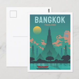 Bangkok Thailand Berühmter Reiseort Illustration Postkarte