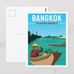 Bangkok Thailand Berühmter Reiseort Illustration Postkarte