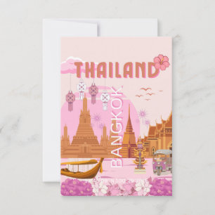 Bangkok Thailand Boho Retro Reiseplakat Dankeskarte