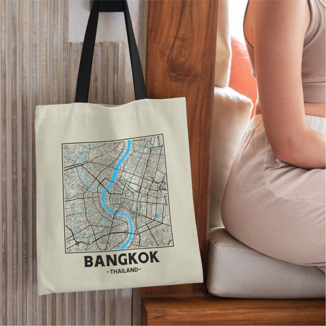 Bangkok, Thailand, City Map Tote Bag Tragetasche (Von Creator hochgeladen)