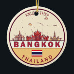 Bangkok Thailand City Skyline Emblem Keramik Ornament<br><div class="desc">Bangkok minimalist,  colorful art design featuring monuments and landmarks of the city in Thailand.</div>