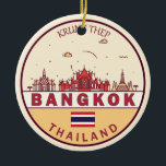 Bangkok Thailand City Skyline Emblem Keramik Ornament<br><div class="desc">Bangkok minimalist,  colorful art design featuring monuments and landmarks of the city in Thailand.</div>