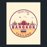 Bangkok Thailand City Skyline Emblem Poster<br><div class="desc">Bangkok minimalistisches,  farbenfrohes Kunstdesign mit Sehenswürdigkeiten und Sehenswürdigkeiten der Stadt in Thailand.</div>