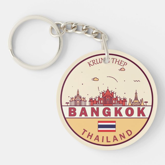 Bangkok Thailand City Skyline Emblem Schlüsselanhänger (Vorderseite)