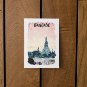 Bangkok Thailand City Sunset Watercolor Postkarte