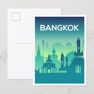 Bangkok Thailand Kunst Reise Illustration Postkarte