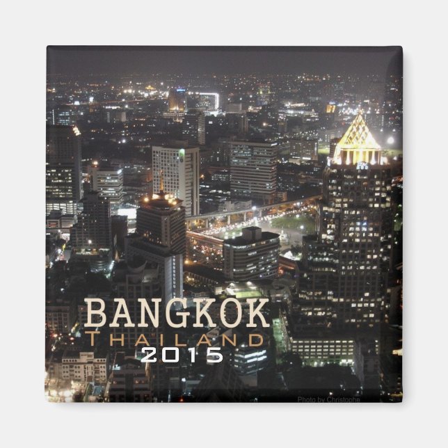 Bangkok Thailand Nighttime Travel Souvenir Magnet (Vorne)