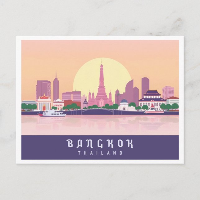 Bangkok Thailand Pastel Travel Design Postkarte (Vorderseite)