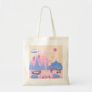 Bangkok Thailand Pastell Reise Blau Rosa Poster Tragetasche