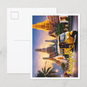 Bangkok Thailand Pop Kunst-Reise-Illustration Postkarte