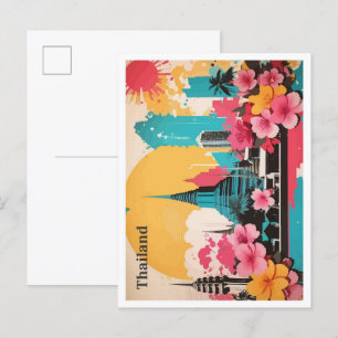 Bangkok Thailand Pop Kunst-Reise-Illustration Postkarte