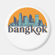 Bangkok Thailand Retro City Skyline City Art Magnet