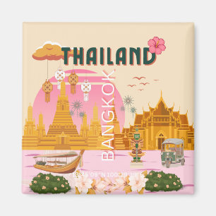 Bangkok Thailand Retro Vintage Reiseposter Magnet