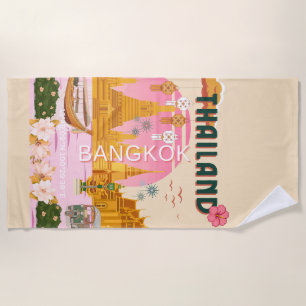 Bangkok Thailand Retro Vintage Reiseposter Strandtuch