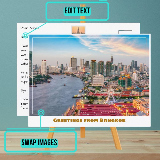 Bangkok Thailand River und Skyline Modern Postkarte (Please enjoy our postcards and see the others in the collection.)