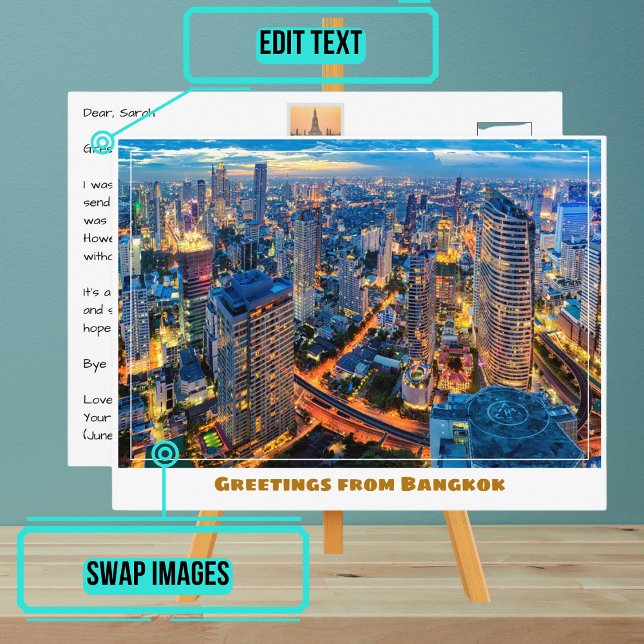 Bangkok Thailand Skyline Modern Postkarte (Please enjoy our postcards and see the others in the collection.)