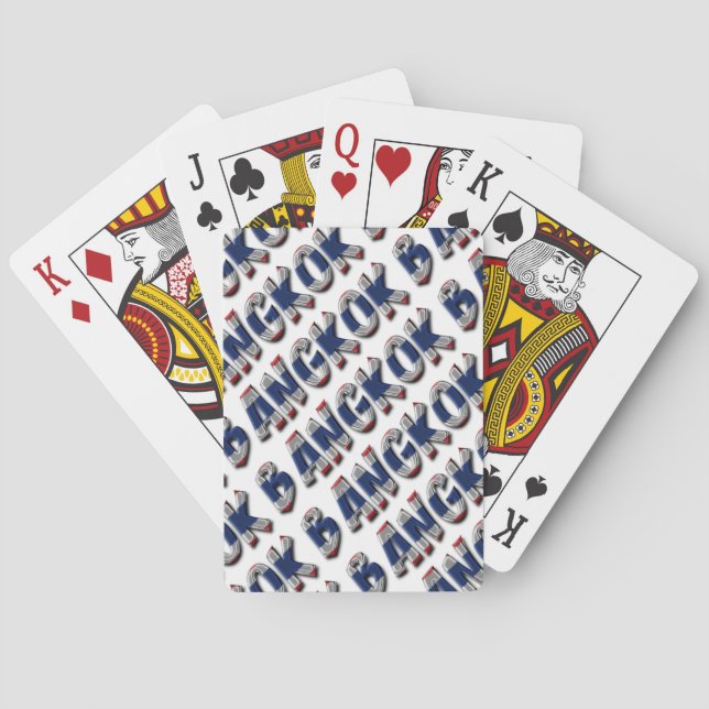 Bangkok Thailand Thailändische Flaggenfarben Typog Spielkarten (Rückseite)