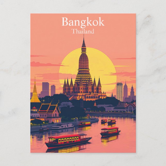 Bangkok, Thailand Vibrant Vintage Travel Postkarte (Vorderseite)
