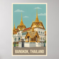 Bangkok Thailand Vintage Reiseposter