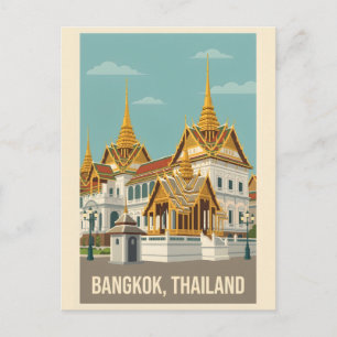 Bangkok Thailand Vintage Reiseposter Postkarte