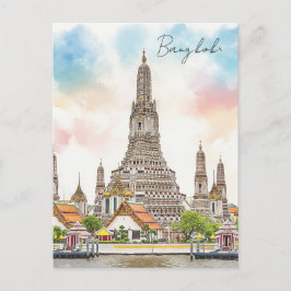Bangkok Thailand Wat Arun Watercolor Postkarte