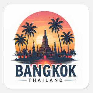 Bangkok-Tropischer-Sonnenuntergang Quadratischer Aufkleber