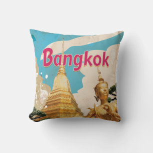 Bangkok Vintage Reiseplakat Kissen