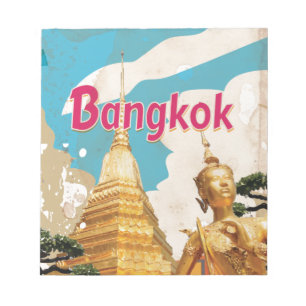 Bangkok Vintage Travel Poster Notizblock