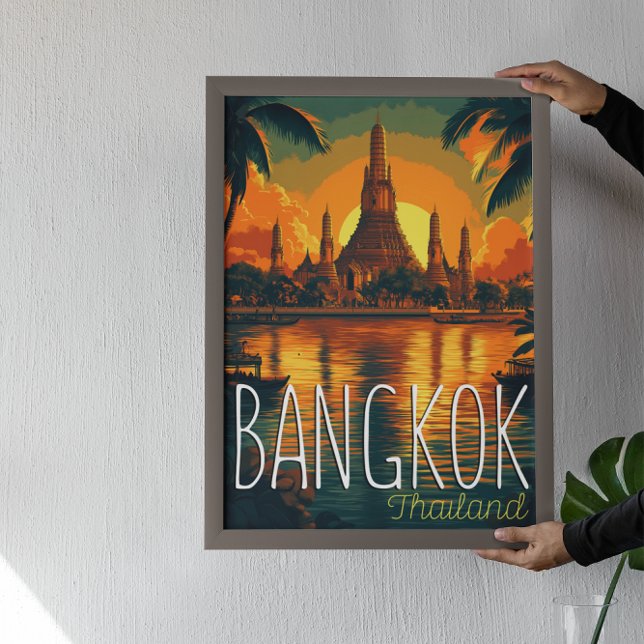Bangkok, Wat Arun Temple Retro Travel Poster (Von Creator hochgeladen)