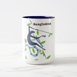 Bangladesch-Affe Vintage-Urlaubsposter Zweifarbige Tasse