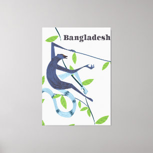 Bangladesch-Affen-Vintages Urlaubspopster Leinwanddruck