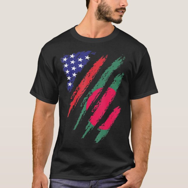 Bangladesch American Ground Flag USA Patriot Herit T-Shirt (Vorderseite)