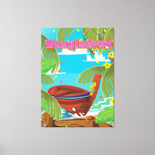 Bangladesch Cartoon-Reiseplakat-Druck. Leinwanddruck