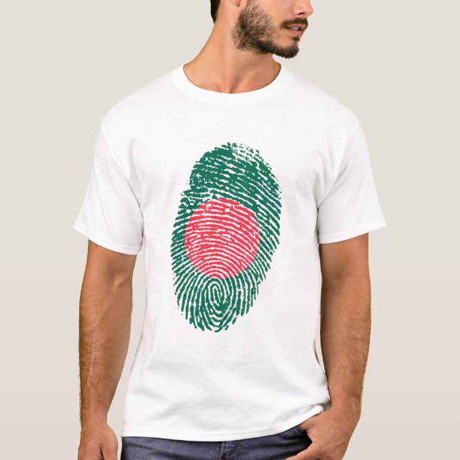 Bangladesch Flaggen Fingerprint Landespreis T-Shirt (Vorderseite)