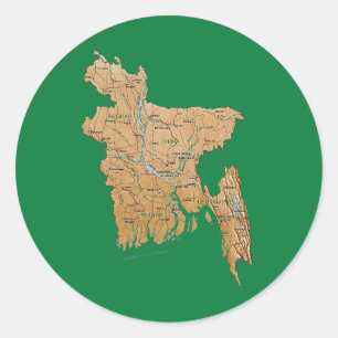 Bangladesch-Kartenaufkleber Runder Aufkleber