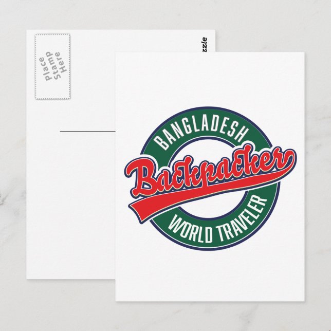 Bangladesch Rucksacktourist Welt Reisender Postkarte (Vorne/Hinten)