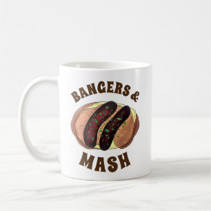Bangladesch und Mash UK Food Sausage Kartoffeln Kaffeetasse