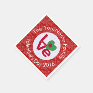 Bangladeschische Flagge Herz LIEBE Rot Personalisi Serviette