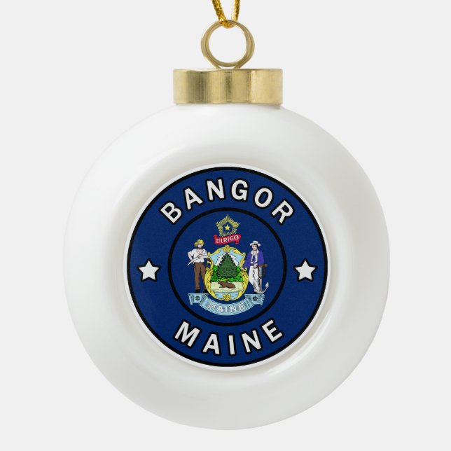 Bangor Maine Keramik Kugel-Ornament (Vorderseite)