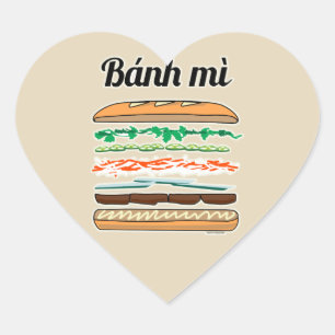 Banh MI vietnamesisches Stangenbrot des Herz-Aufkleber