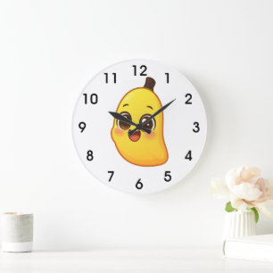Banini – Süßer Kawaii-Bananen-Charakter Große Wanduhr