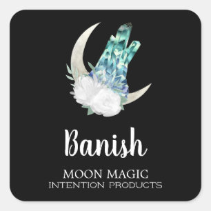 Banish Crystal Moon Intention Chandelle Étiquettes