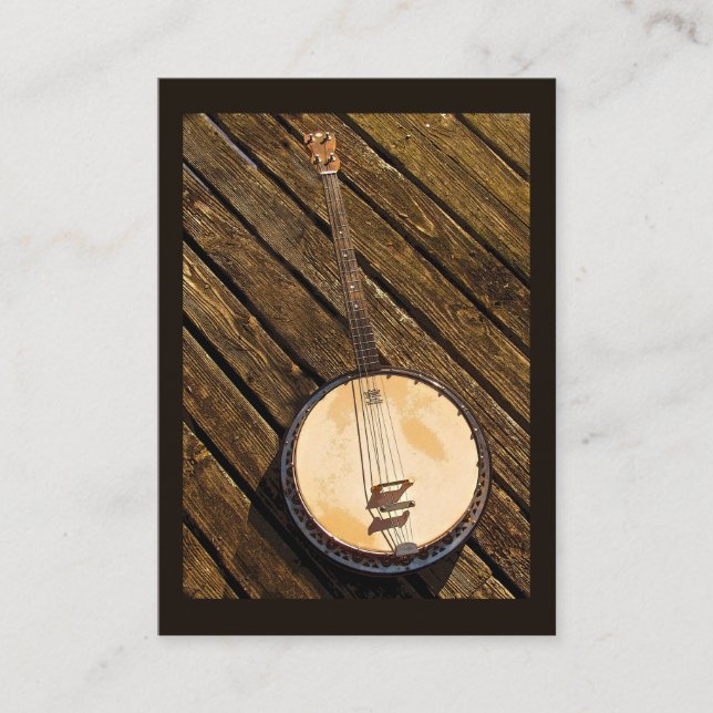 Banjo auf hölzernem Musik-Instrument ATC Visitenkarte (Vorderseite)