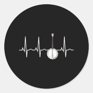 Banjo Banjo Heartbeat Runder Aufkleber