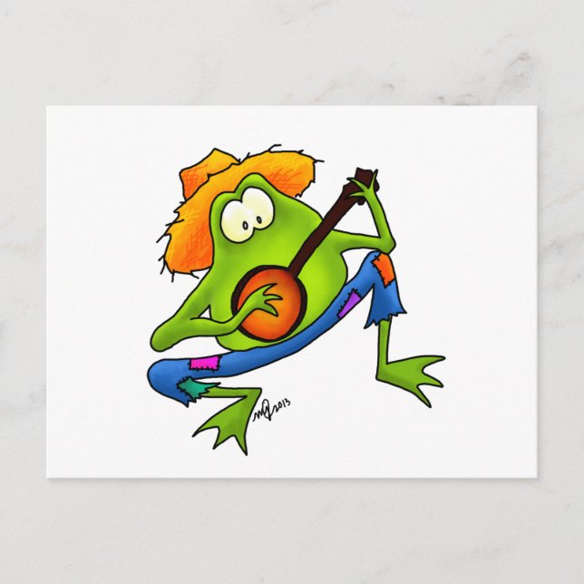 Banjo Bluegrass Frog Postkarte (Vorderseite)