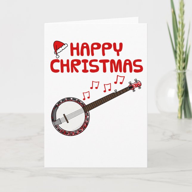 Banjo Christmas Card Banjoist Folkmusiker Dankeskarte (Vorderseite)
