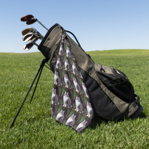 Banjo der Perser: Ein flauschiges Grau und Weiße F Golfhandtuch