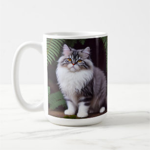 Banjo der Perser: Ein flauschiges Grau und Weiße F Kaffeetasse