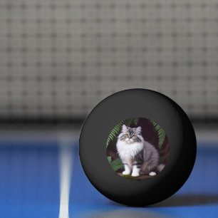 Banjo die Perserkatze: Ein flauschiges Grau-Weißes Tischtennisball